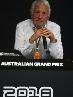 Charlie Whiting, FIA Delegate in a Press Conference