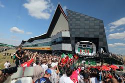 Lewis Hamilton, Mercedes-AMG F1,Claudio Albertini, Ferrari Engineer, Sebastian Vettel, Ferrari and Kimi Raikkonen, Ferrari celebrate on the podium