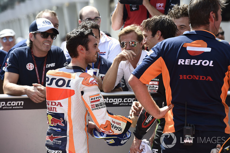 Pole sitter Dani Pedrosa, Repsol Honda Team, second place Johann Zarco, Monster Yamaha Tech 3