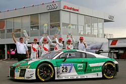 Race winner #29 Audi Sport Team Land-Motorsport, Audi R8 LMS: Christopher Mies, Connor De Phillippi, Markus Winkelhock, Kelvin van der Linde with Wolfgang Land, team principal Audi Sport Team Land Motorsport and Chris Reinke, Audi Sport
