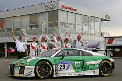 Race winner #29 Audi Sport Team Land-Motorsport, Audi R8 LMS: Christopher Mies, Connor De Phillippi, Markus Winkelhock, Kelvin van der Linde with Wolfgang Land, team principal Audi Sport Team Land Motorsport and Chris Reinke, Audi Sport