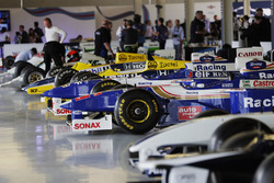 A line-up of Williams F1 cars