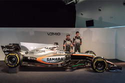 (L to R): Sergio Perez, Sahara Force India F1 and team mate Esteban Ocon, Sahara Force India F1 Team,the Sahara Force India F1 VJM10