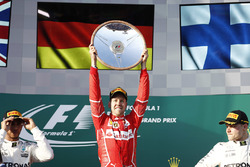 Podium: race winner Sebastian Vettel, Ferrari, second place Lewis Hamilton, Mercedes AMG F1, third place Valtteri Bottas, Mercedes AMG F1