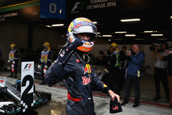 Max Verstappen, Red Bull Racing RB12 celebrates finishing in third position in parc ferme
