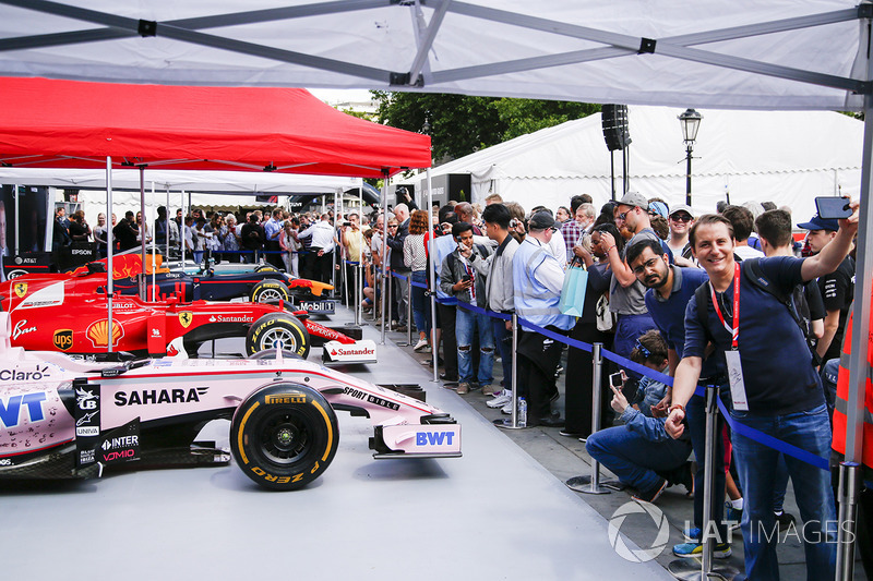 The Sahara Force India F1 VJM10 on display on the teams stand