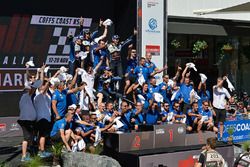 The Volkswagen Motorsport team celebrate