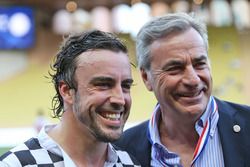 Fernando Alonso, McLaren with Carlos Sainz at a charity football match