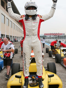 Race winner Akash Gowda