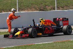 Race winner Max Verstappen, Red Bull Racing RB12 celebrates at the end of the race