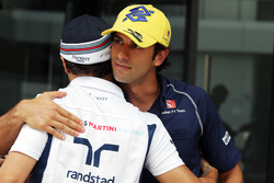 (L to R): Felipe Massa, Williams with Felipe Nasr, Sauber F1 Team