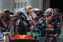 Second place Max Verstappen, Red Bull Racing and race winner Daniel Ricciardo, Red Bull Racing