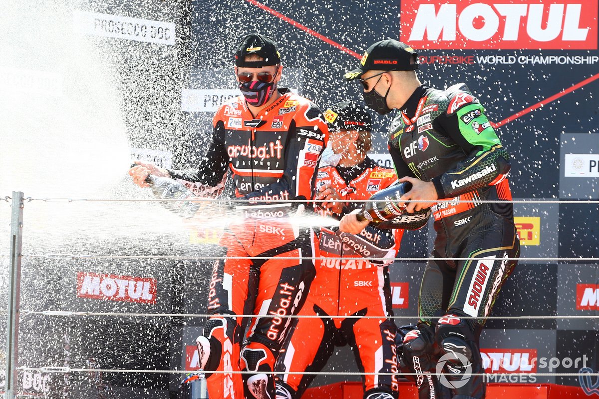 Scott Redding, Arubait Racing Ducati, Chaz Davies, Arubait Racing Ducati, Jonathan Rea, Kawasaki Racing Team