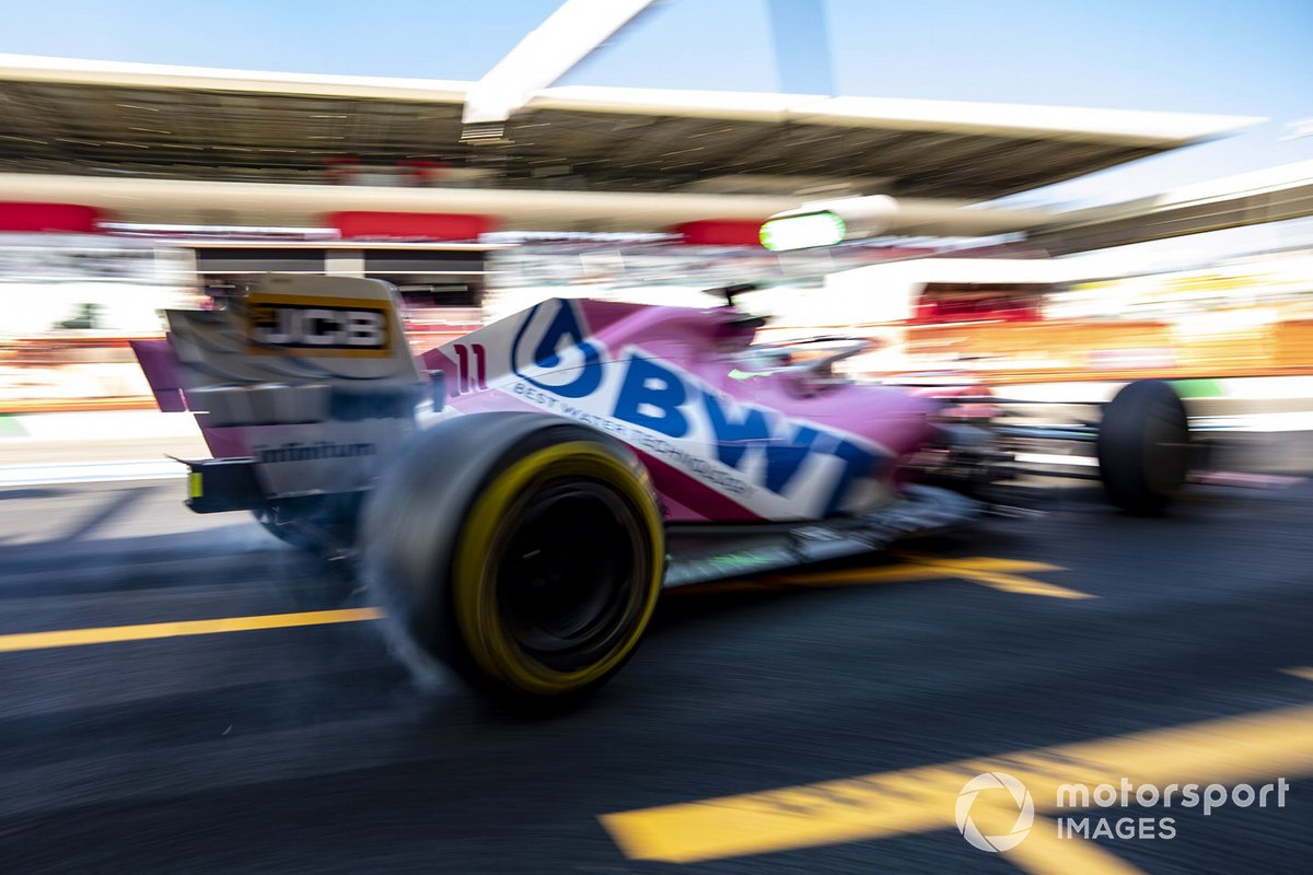 Sergio Perez, Racing Point RP20 lascia i pit box
