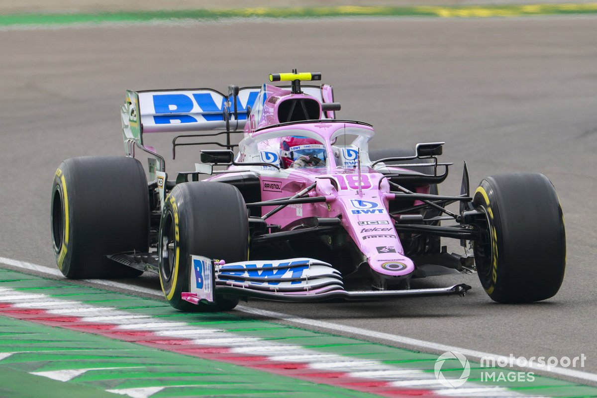 Lance Stroll, Racing Point RP20, avec son aileron avant cassé