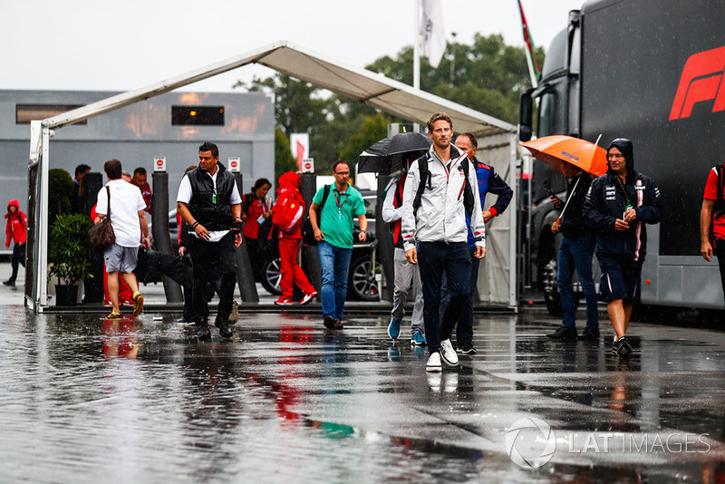 Romain Grosjean, Haas F1 Team, arrives in the paddock