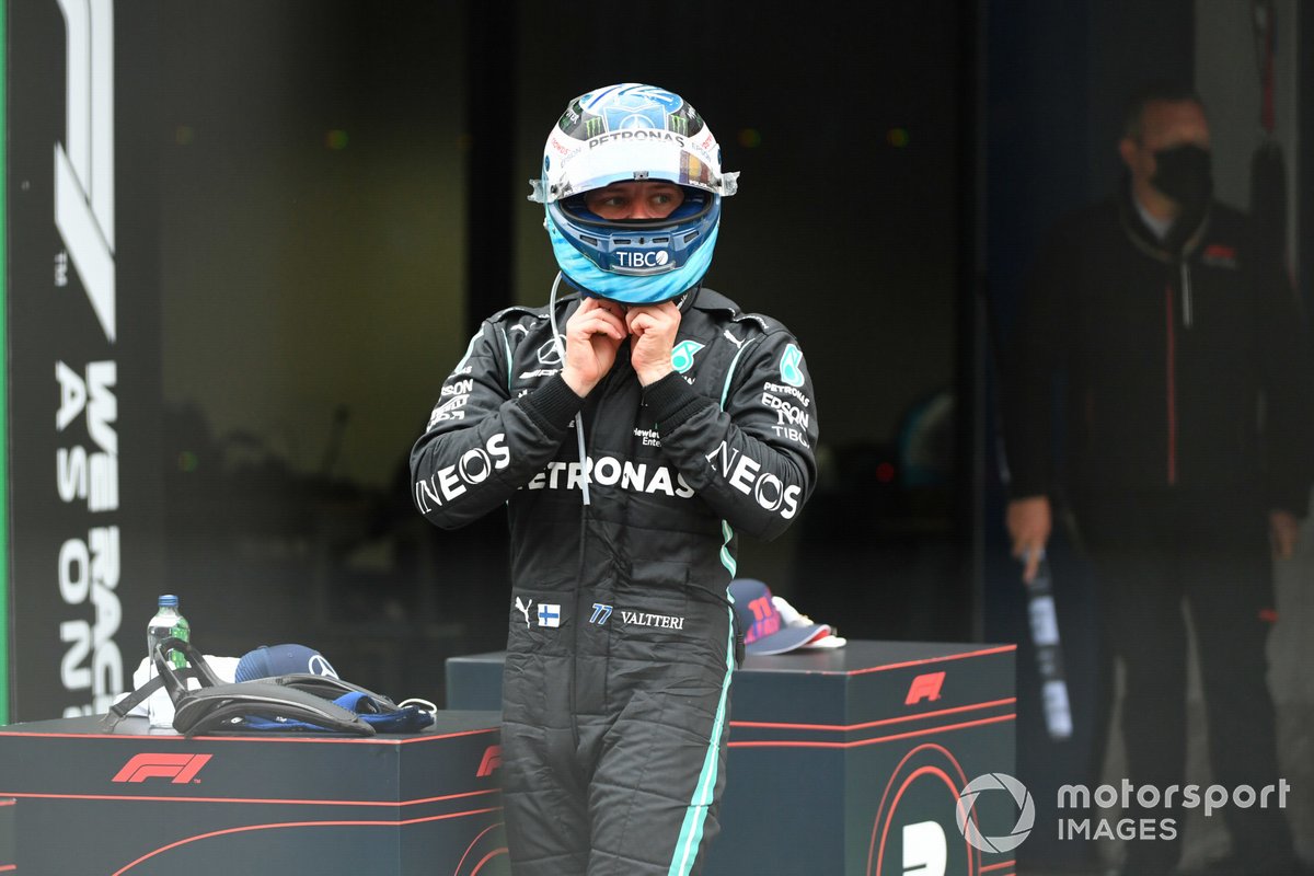 Valtteri Bottas, Mercedes, 1a posizione, nel Parc Ferme