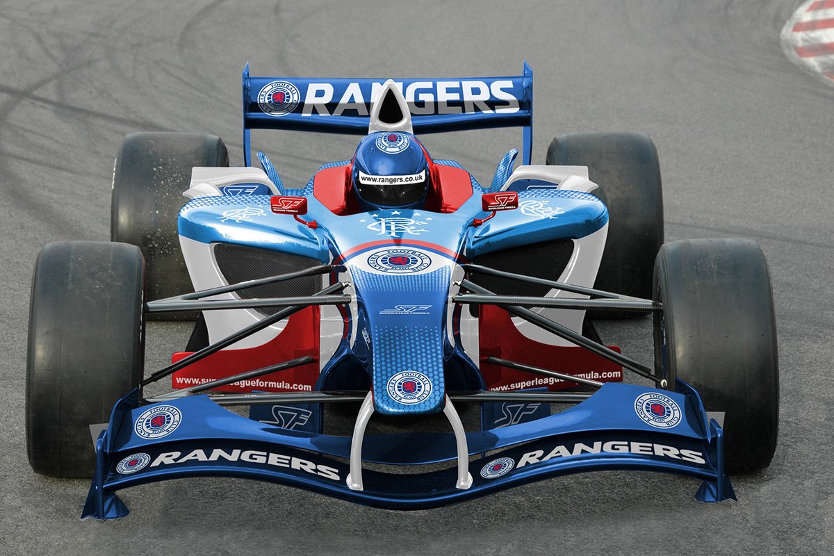 El coche del Glasgow Rangers para la Superleague Formula