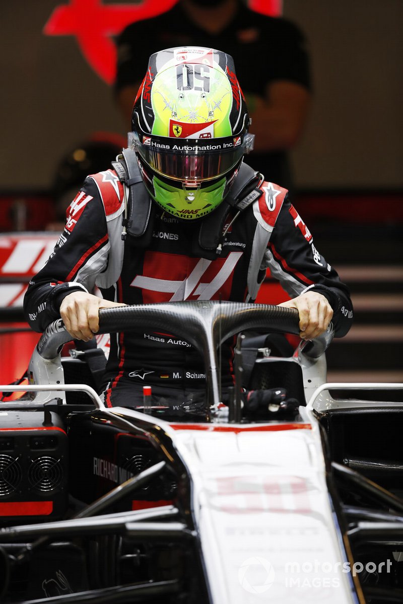 Mick Schumacher, Haas VF-20, enters his cockpit