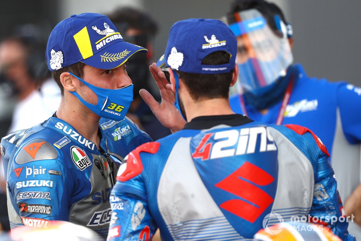 Ganador Joan Mir, Team Suzuki MotoGP, segundo lugar Alex Rins, Team Suzuki MotoGP