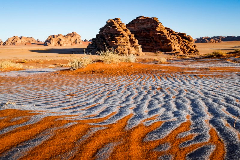 Frozen sand dunes in the desert