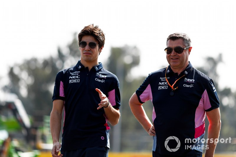 Lance Stroll, Racing Point, fait une reconnaissance de la piste