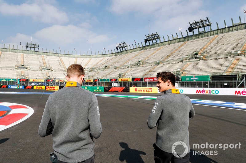 Lando Norris, McLaren walks the track