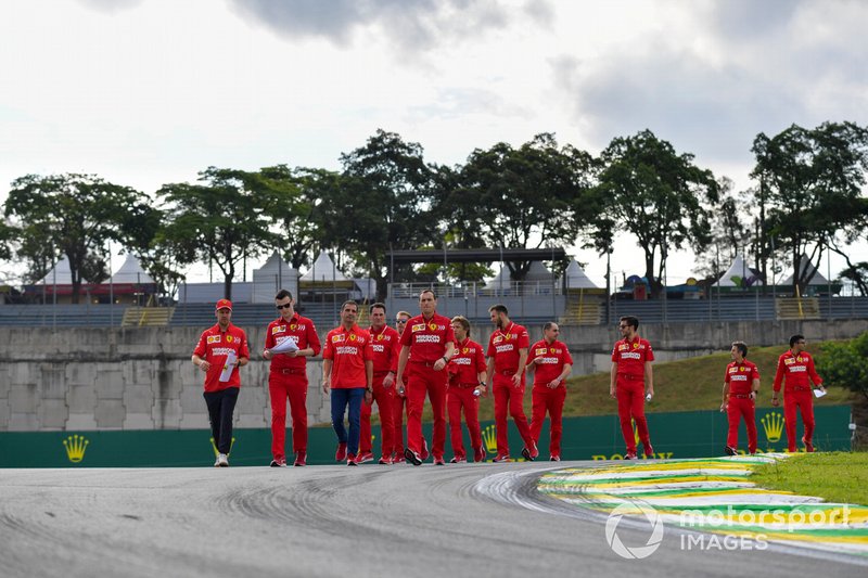 Sebastian Vettel, Ferrari walks the track