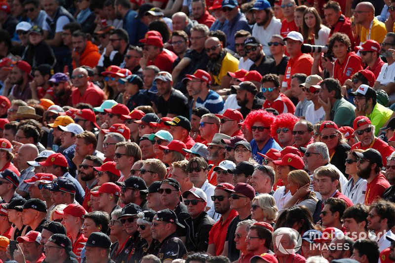 Ferrari fans in a grandstand