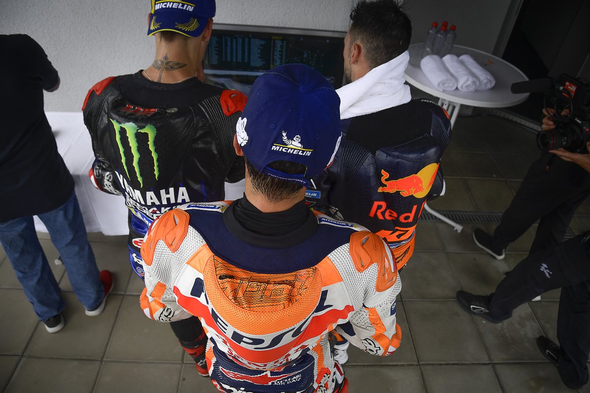 Podio: il vincitore della gara Marc Marquez, Repsol Honda Team, secondo classificato Miguel Oliveira, Red Bull KTM Factory Racing, terzo classificato Fabio Quartararo, Yamaha Factory Racing