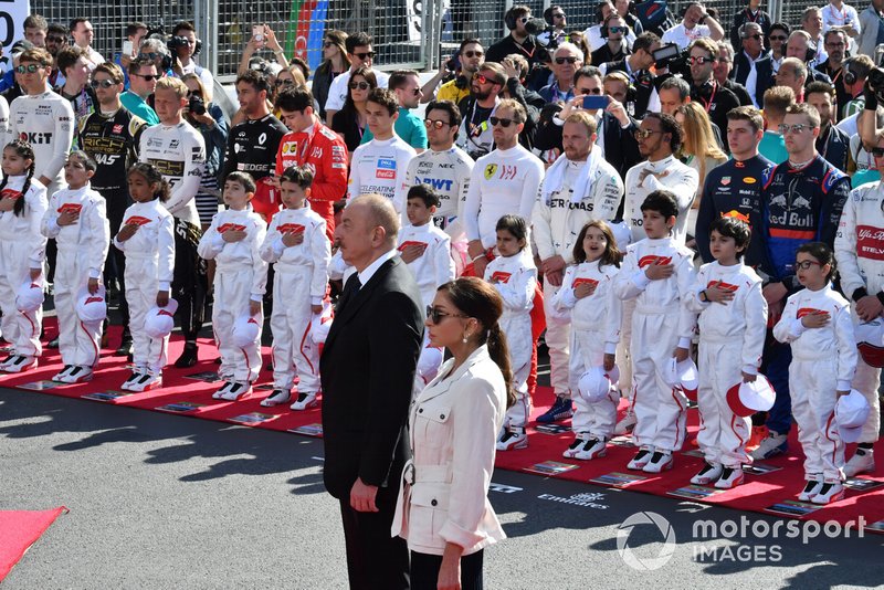 President of Azerbaijan Ilham Aliyev with his wife Mehriban Aliyeva on the grid