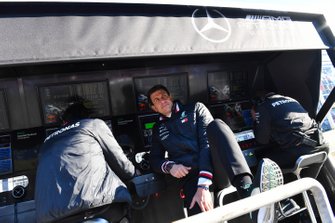 Toto Wolff, Executive Director (Business), Mercedes AMG, on the pit wall