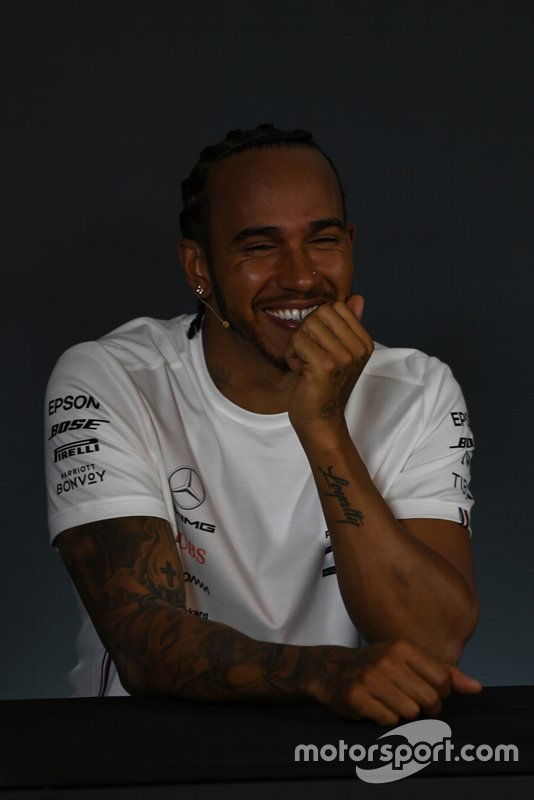 Lewis Hamilton, Mercedes AMG F1, in the post Qualifying Press Conference