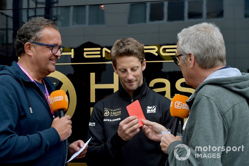 Romain Grosjean, Haas F1 talks to the media