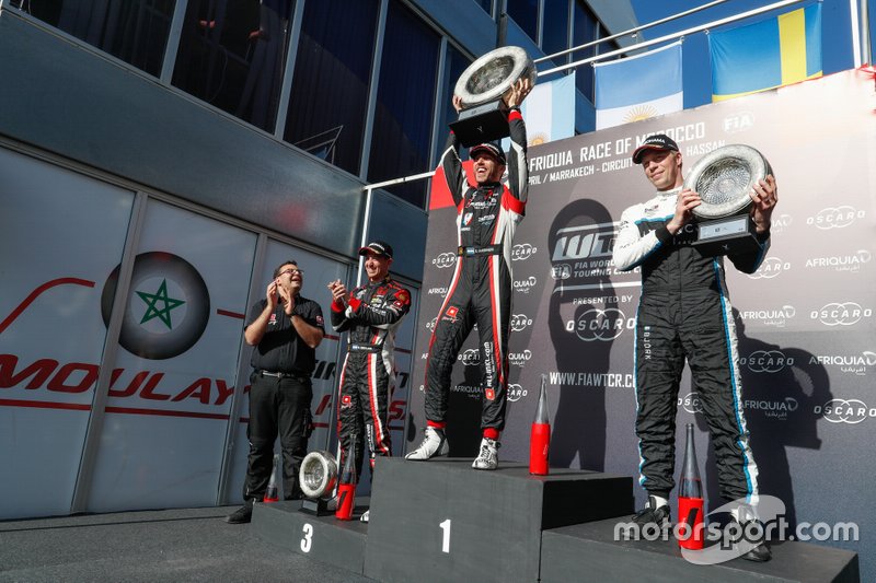 Podio: ganador Esteban Guerrieri, ALL-INKL.COM Münnich Motorsport Honda Civic Type R TCR, segundo Thed Björk, Cyan Racing Lynk & Co 03 TCR, tercero Néstor Girolami, ALL-INKL.COM Münnich Motorsport Honda Civic Type R TCR