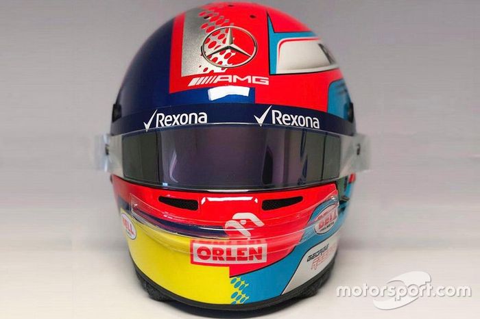 El casco de George Russell, Williams FW42