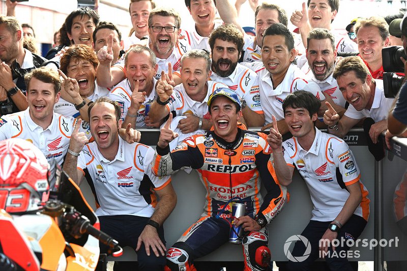 Race winner Marc Marquez, Repsol Honda Team celebrates in parc ferme