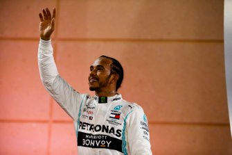 Lewis Hamilton, Mercedes AMG F1, 1st position, celebrates on the podium