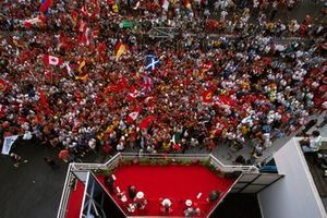 The podium: David Coulthard, McLaren, second, Michael Schumacher, Ferrari, race winner and Jacques Villeneuve, Williams third