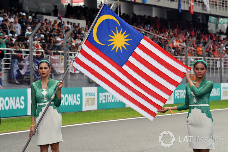 Chicas de la parrilla y bandera de Malasia