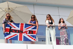 Jenson Button, McLaren flag and fans