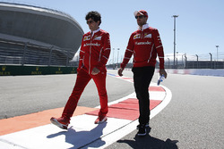Sebastian Vettel, Ferrari walks the track