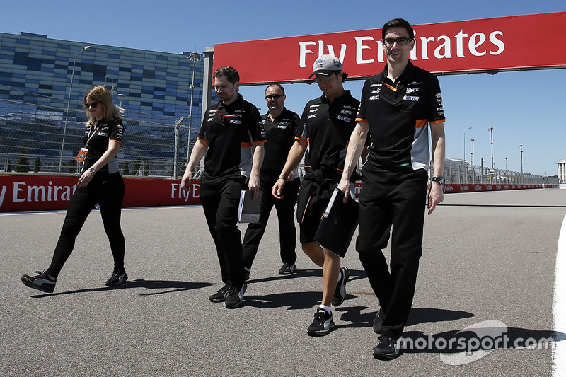 Sergio Perez, Sahara Force India F1 walks the track