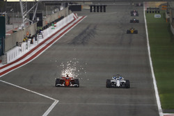 Kimi Raikkonen, Ferrari SF70H, battles with Felipe Massa, Williams FW40