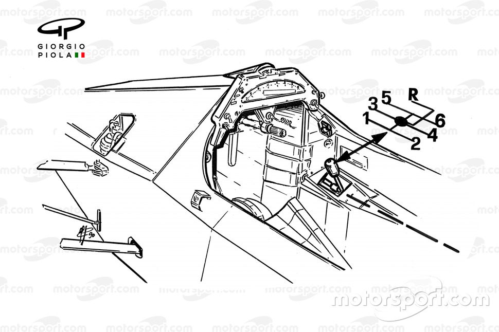 McLaren MP4-5B 1990 cabina y la palanca de cambios