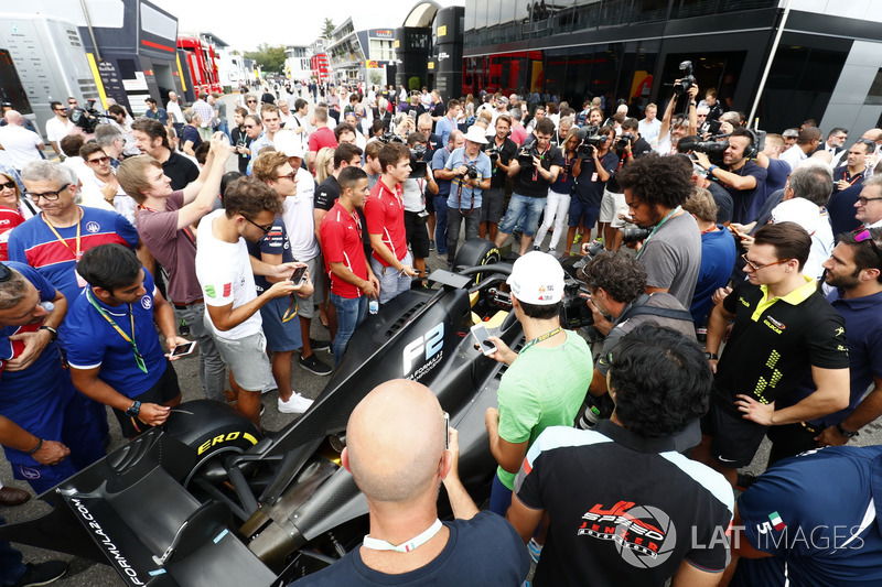 The new 2018 F2 car in the paddock