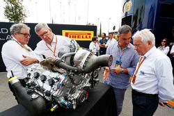 Didier Perrin, Ross Brawn and Charlie Whiting with the new F2 engine