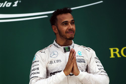 Race winner Lewis Hamilton, Mercedes AMG F1 celebrates on the podium