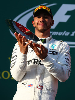 Podium: second place Lewis Hamilton, Mercedes AMG F1