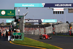 Sebastian Vettel, Ferrari SF70H, celebrates after winning the race